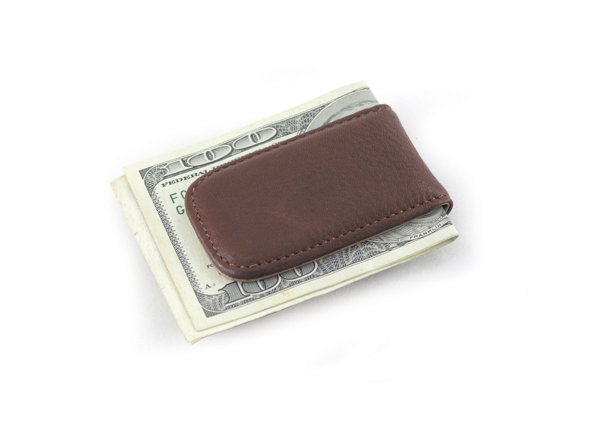 Brown Strong Magnetic Money Clip Genuine Leather Egypt