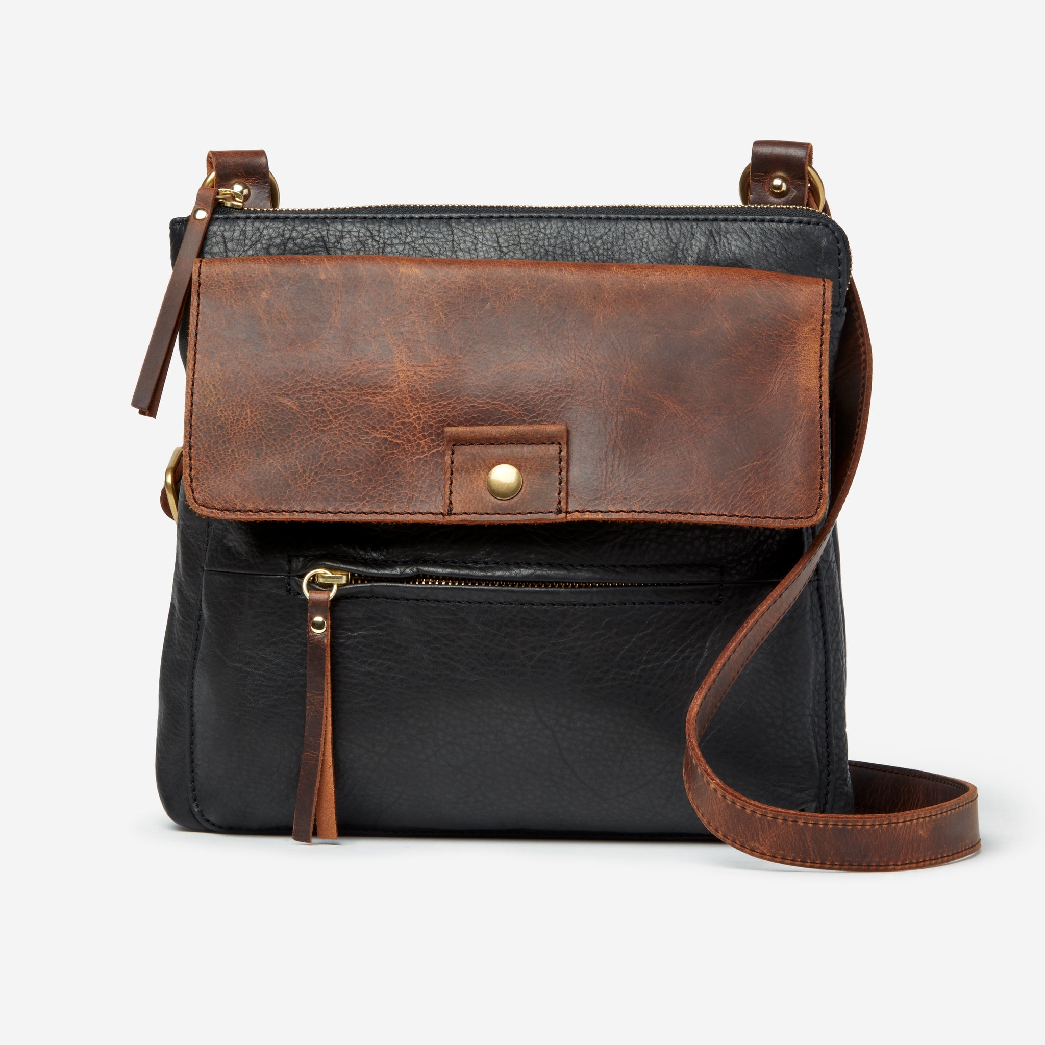 Luna Flapped Leather Crossbody Bag