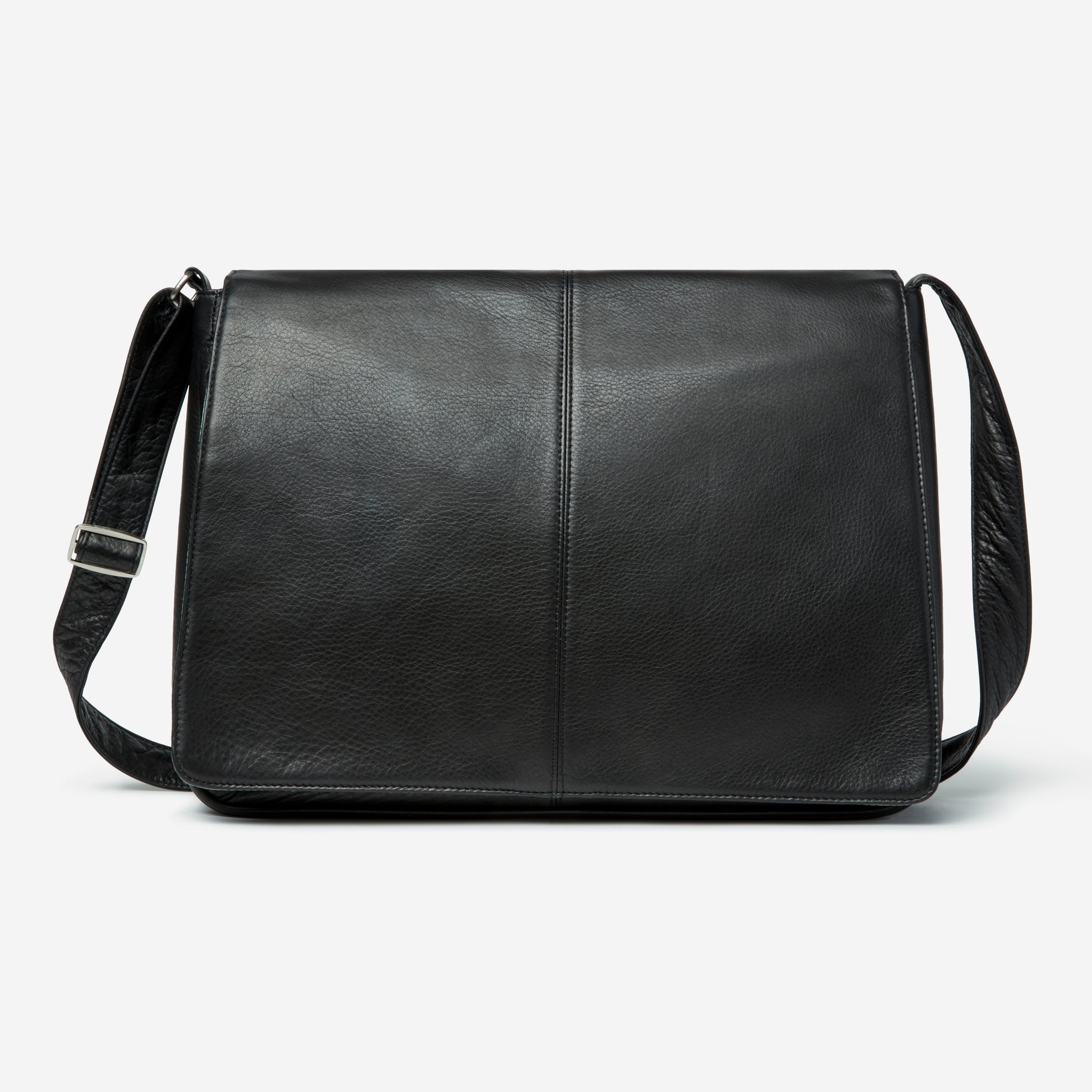 Mens black leather messenger bag on sale